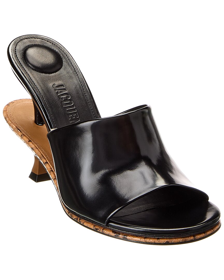 Shop Jacquemus Les Doubles Leather Mule In Black