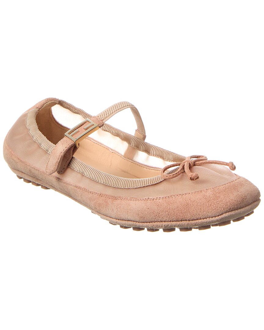 Fendi Baguette Suede & Mesh Ballet Flat