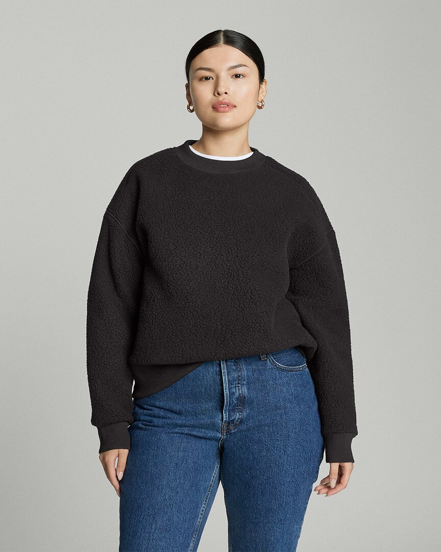 Everlane The Renew Teddy Oversized Crew Sweater In Black