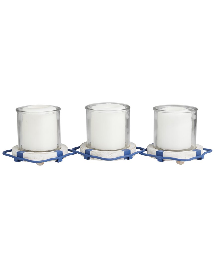 Peyton Lane Buoy 3-linked Candle Holder In Blue